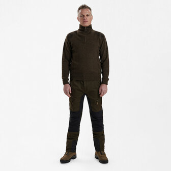 Deerhunter Sheffield Knit met zip-neck Dark Elm