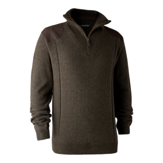 Deerhunter Sheffield Knit met zip-neck Dark Elm