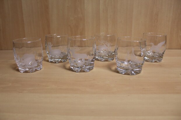 Glasses Set 6 Pieces with wild motif