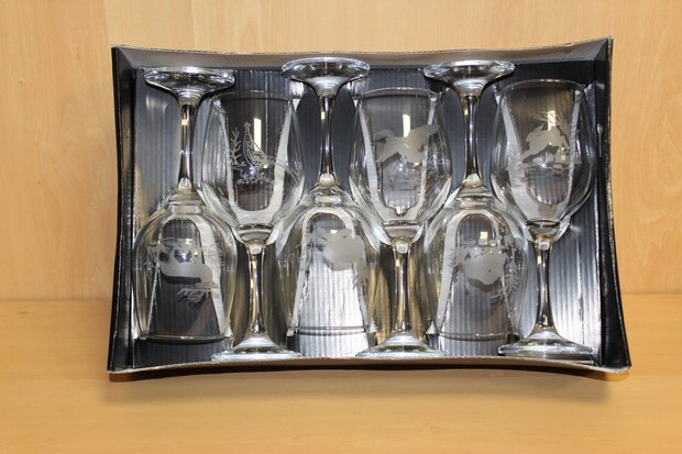 Wine Glasses Set 6 Pieces with wild motif