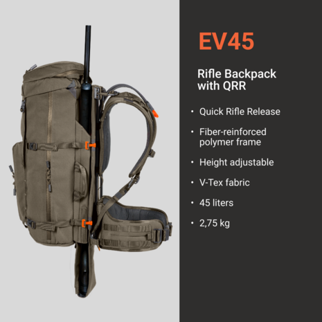 Vorn EV 45 backpack with QRR (Quick Rifle Release)