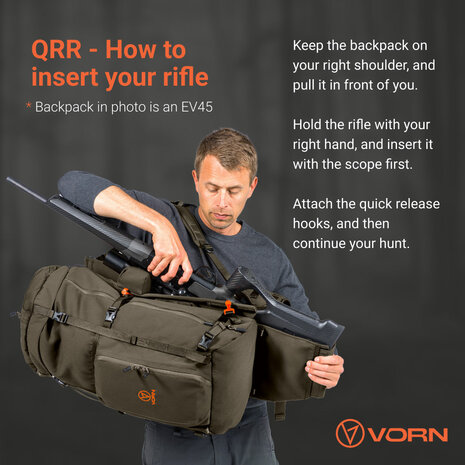 Vorn EV 45 backpack with QRR (Quick Rifle Release)