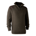 Deerhunter-Sheffield-Knit-with-zip-neck-Dark-Elm